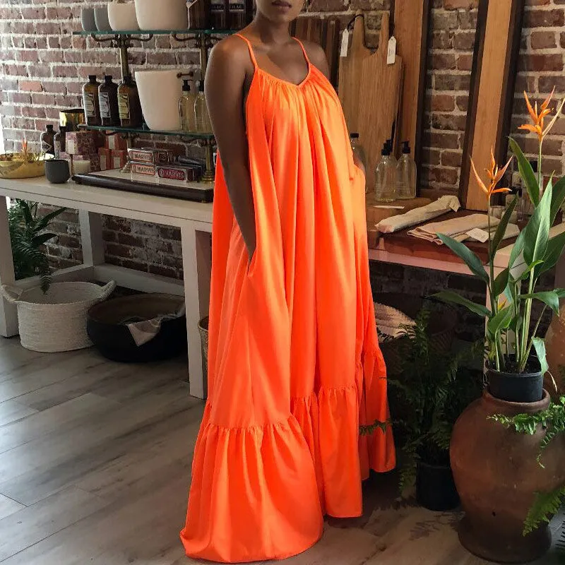 Solid Sleeveless Big Swing Casual Dress