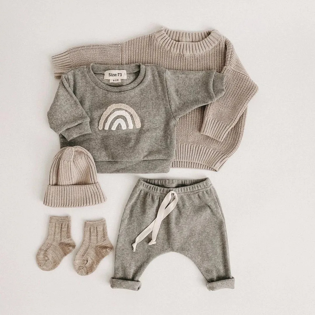 Spring Autumn Baby Boy Girls Clothes Cotton Girl Clothing Sets Long-Sleeved Sweatshirts Pants Infant Clothes 2pcs Suit Outfits