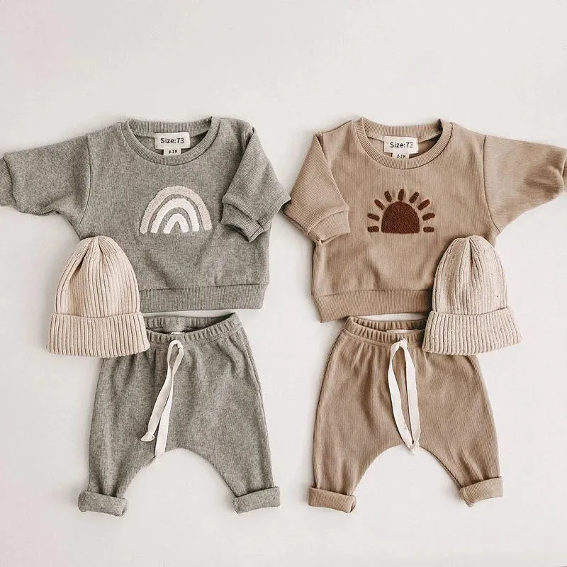 Spring Autumn Baby Boy Girls Clothes Cotton Girl Clothing Sets Long-Sleeved Sweatshirts Pants Infant Clothes 2pcs Suit Outfits