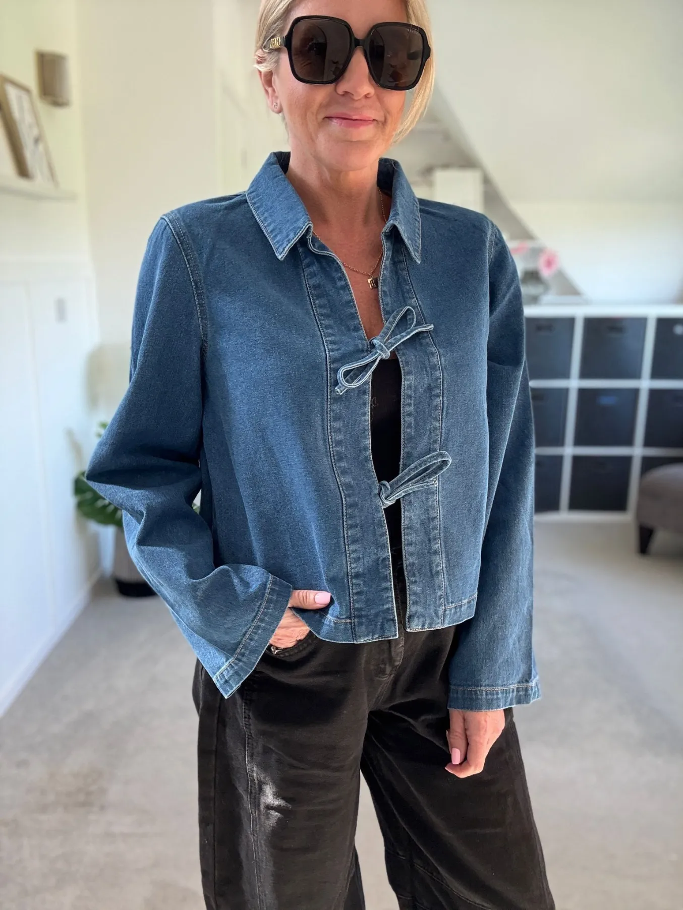 Thora Denim Bow Tie Jacket