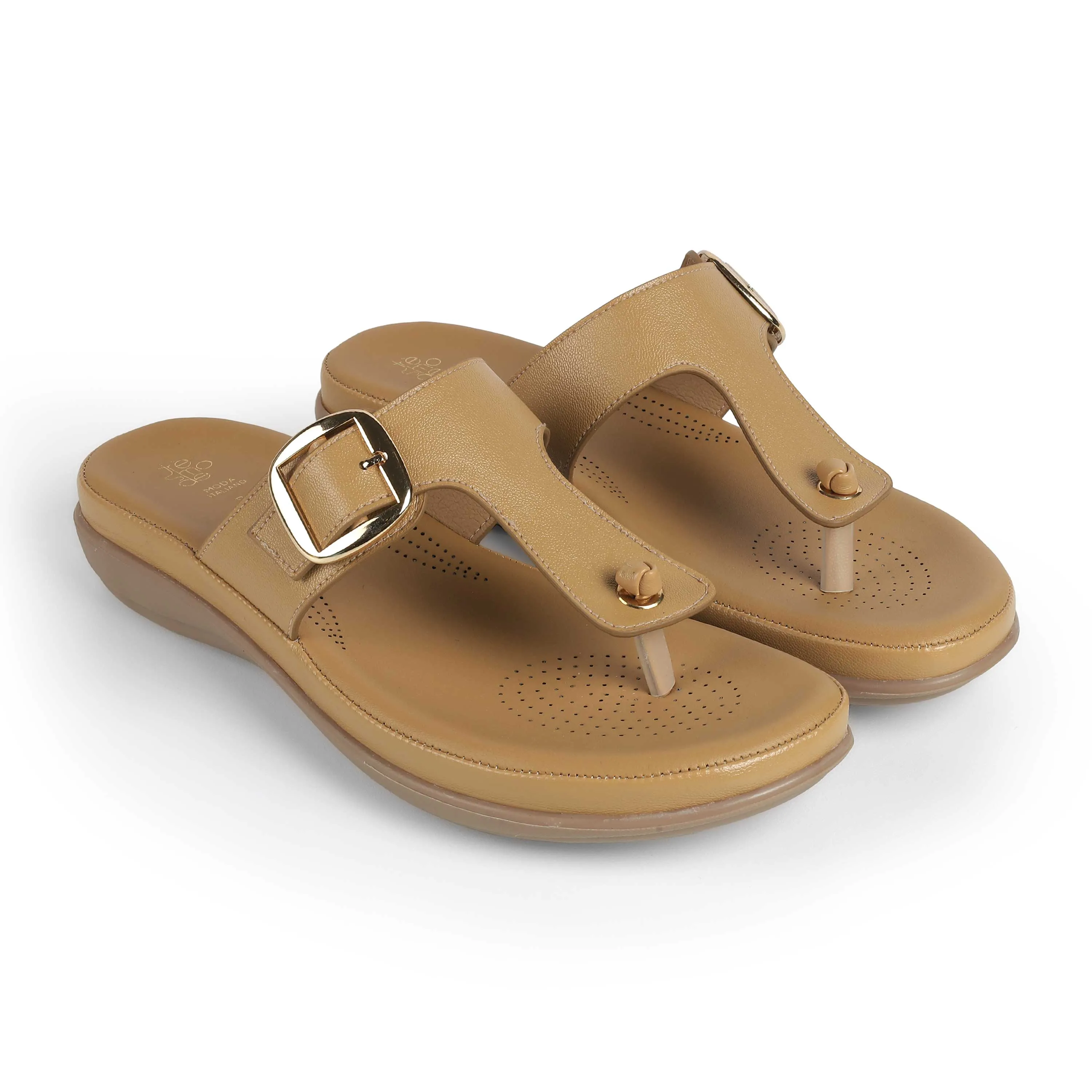 Tresmode Esop Beige Women's Casual Platform Flats