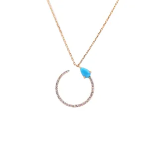 Turquoise Open Circle Necklace