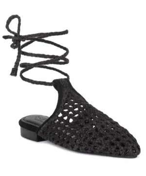 TUTSI HANDWOVEN HONEYCOMB COTTON TIE UP MULE FLATS