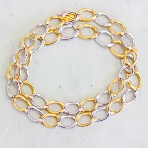 Two Tone Cuban Link Necklace, 18k