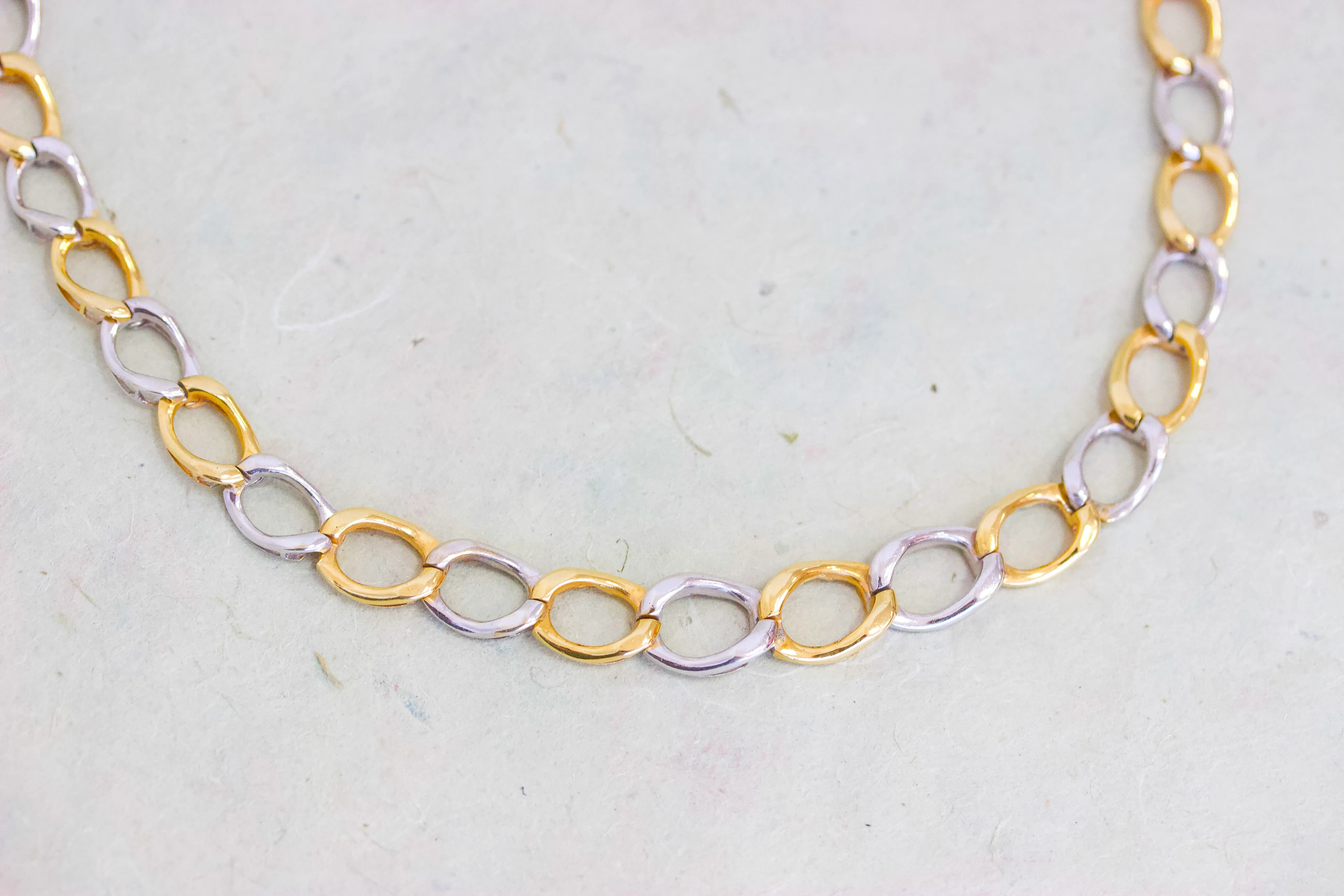Two Tone Cuban Link Necklace, 18k