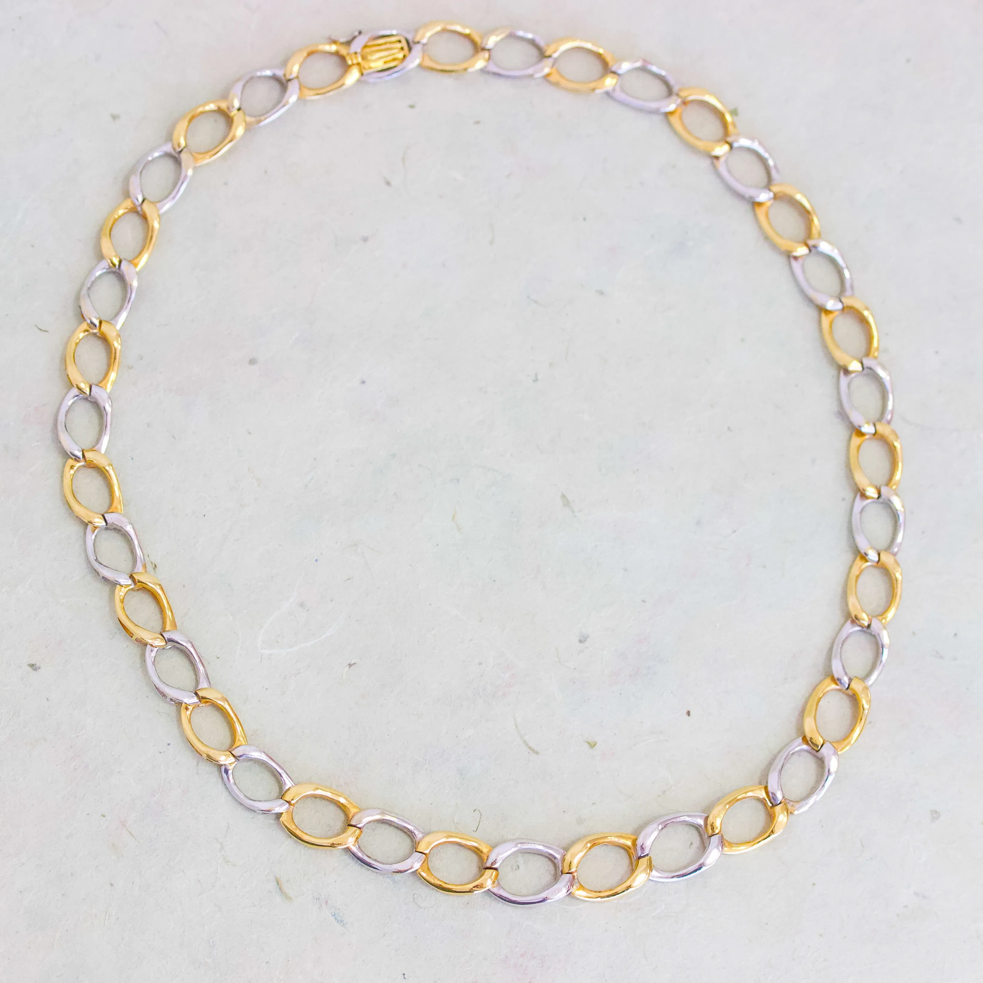 Two Tone Cuban Link Necklace, 18k