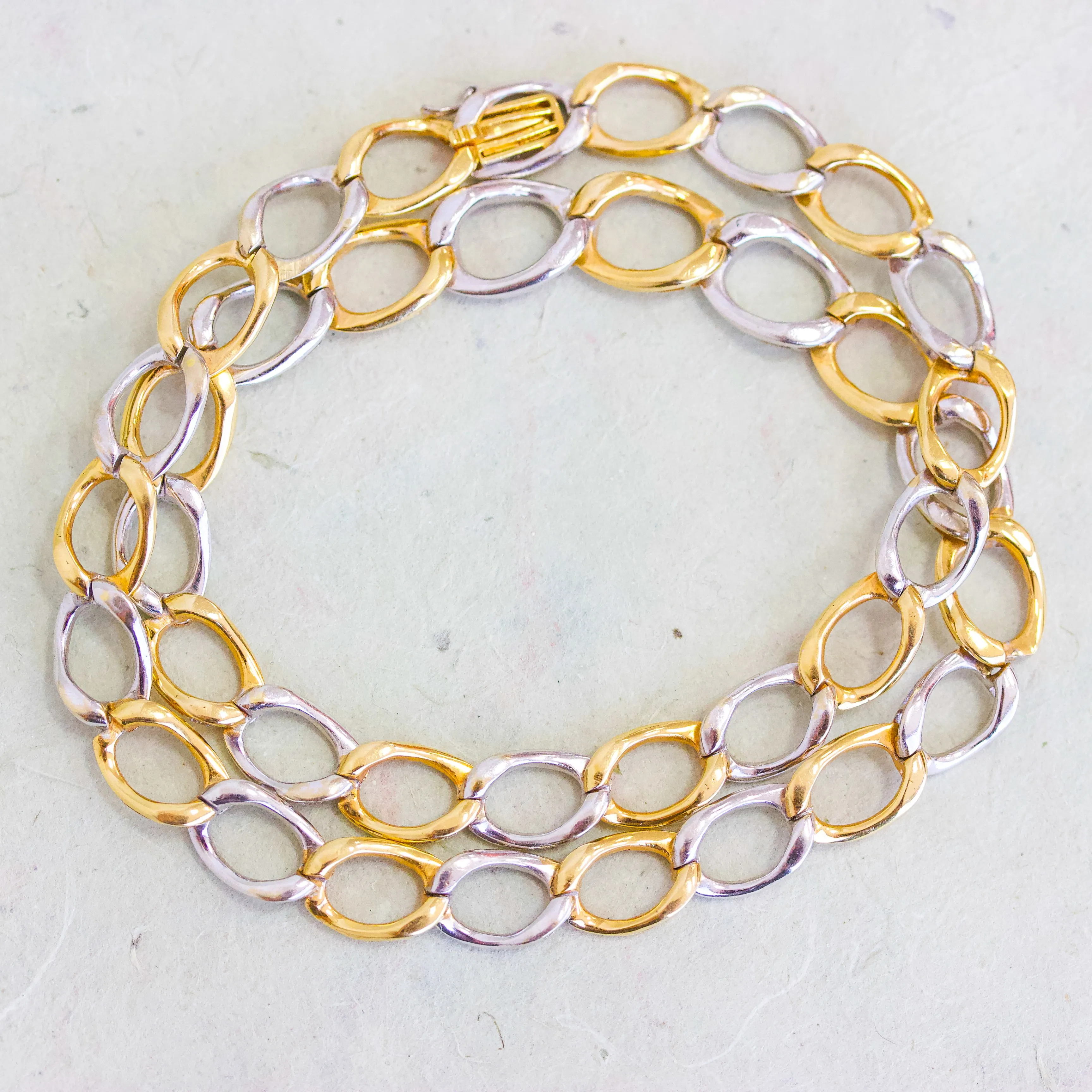 Two Tone Cuban Link Necklace, 18k