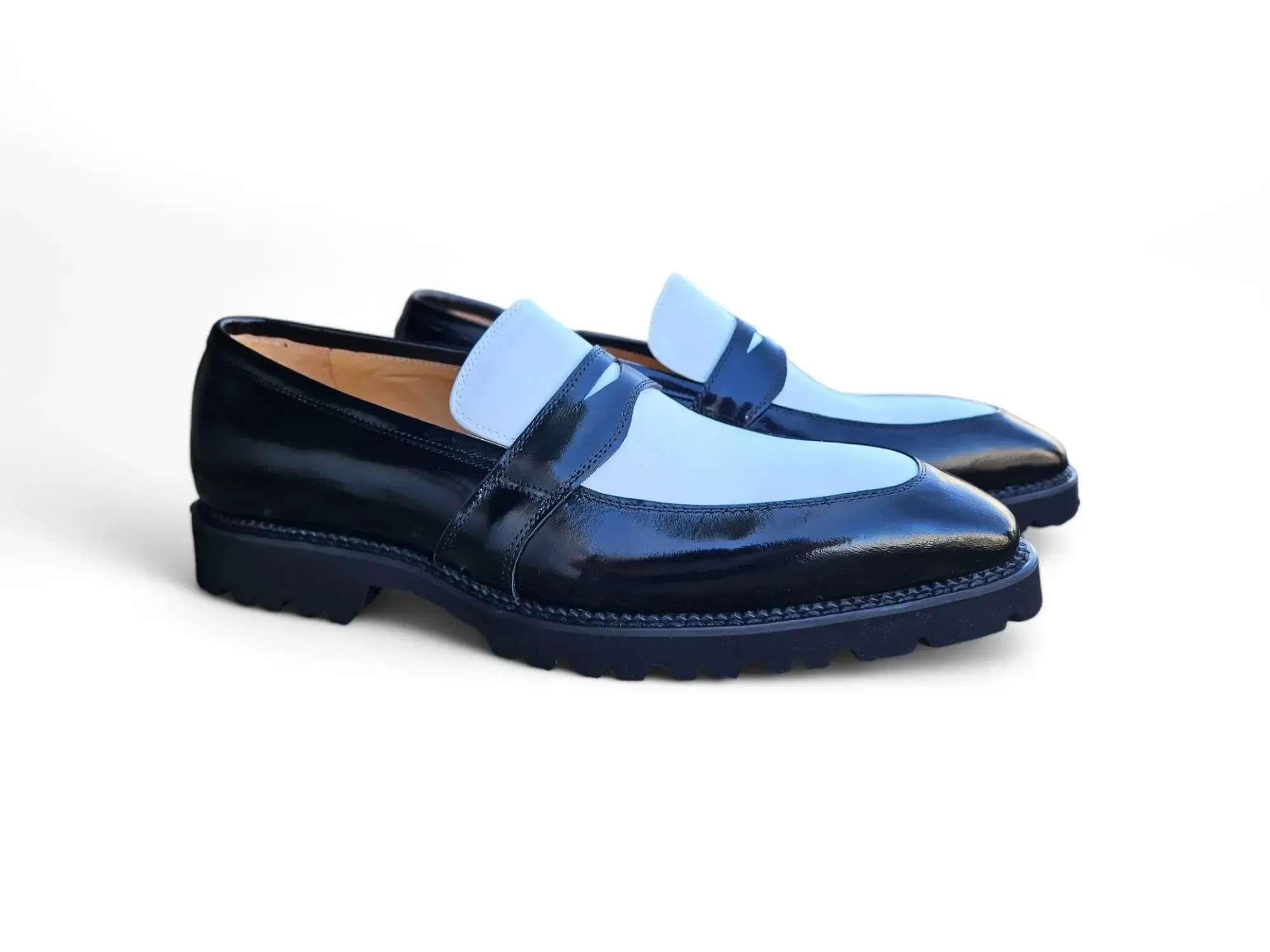 Two Tone Patent Leather Penny Loafer