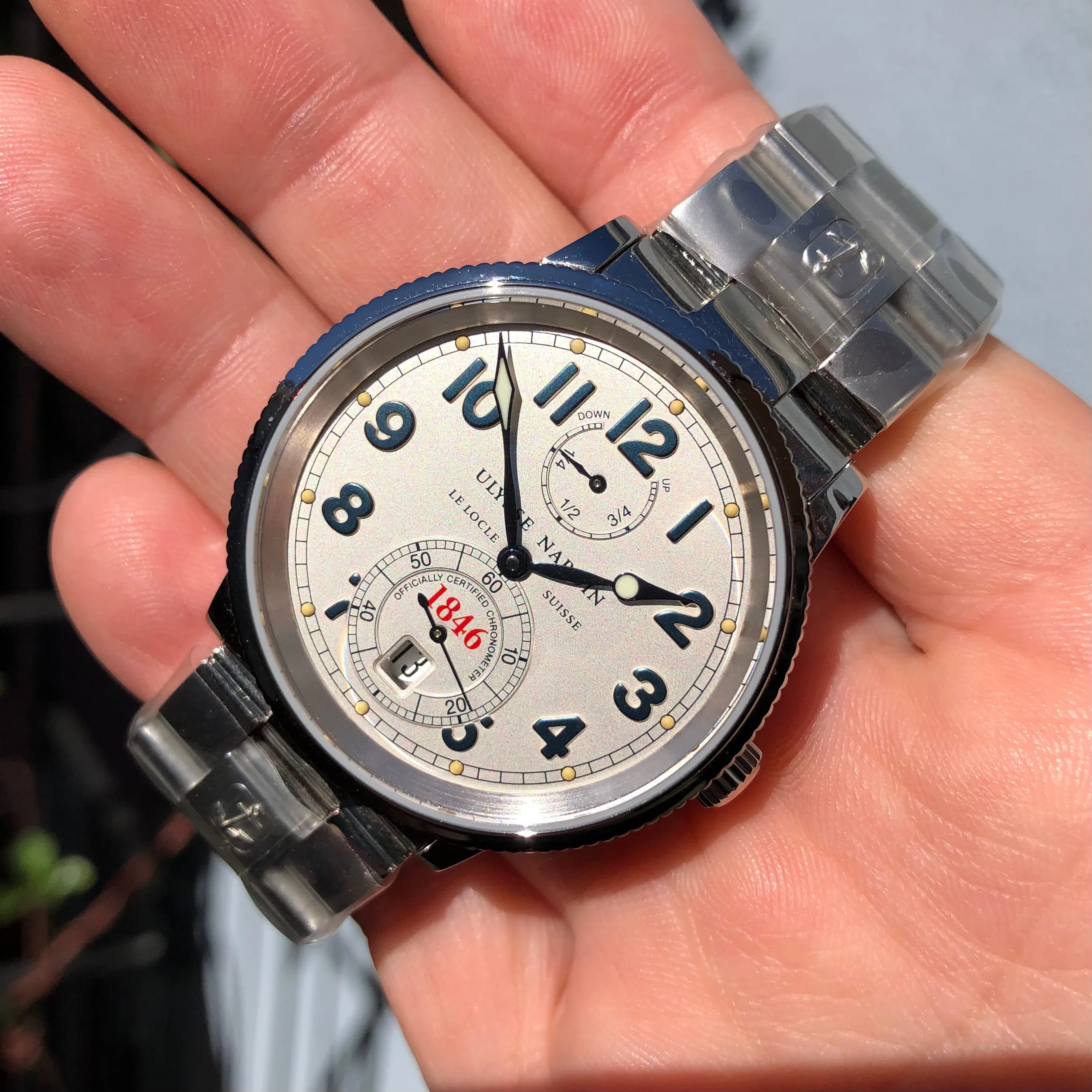 Ulysse Nardin Marine Chronometer 1846 T-263-22 Silver Dial Automatic 38mm Wristwatch with Service Papers
