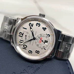 Ulysse Nardin Marine Chronometer 1846 T-263-22 Silver Dial Automatic 38mm Wristwatch with Service Papers