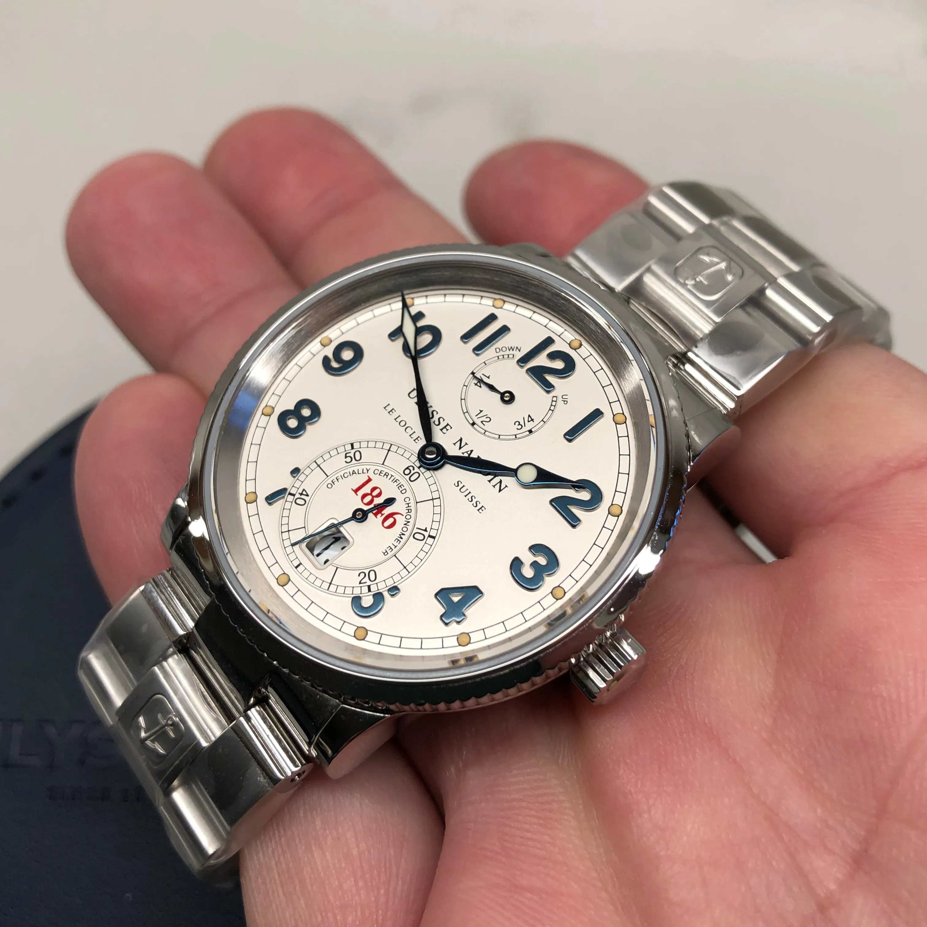 Ulysse Nardin Marine Chronometer 1846 T-263-22 Silver Dial Automatic 38mm Wristwatch with Service Papers