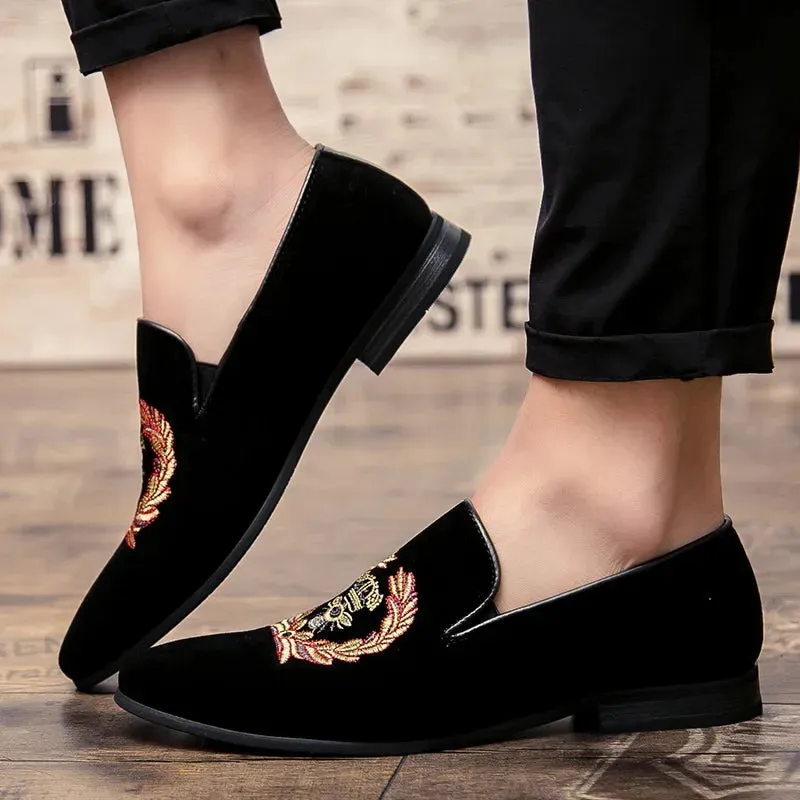 Velvet slippers with embroidered coat of arms