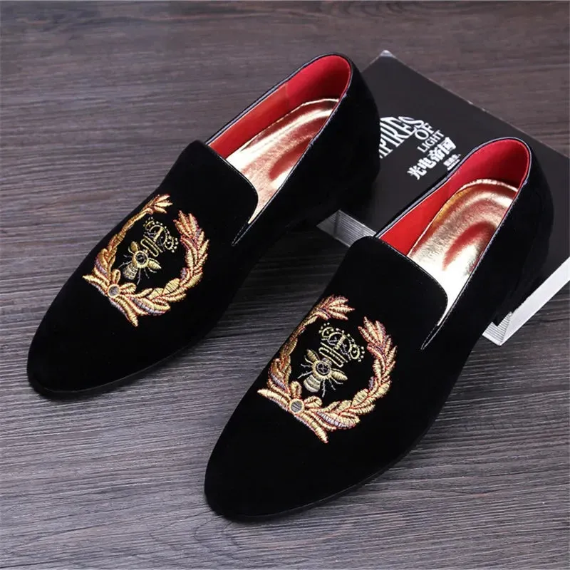 Velvet slippers with embroidered coat of arms