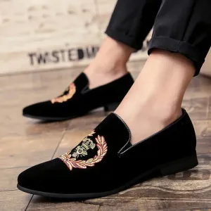 Velvet slippers with embroidered coat of arms