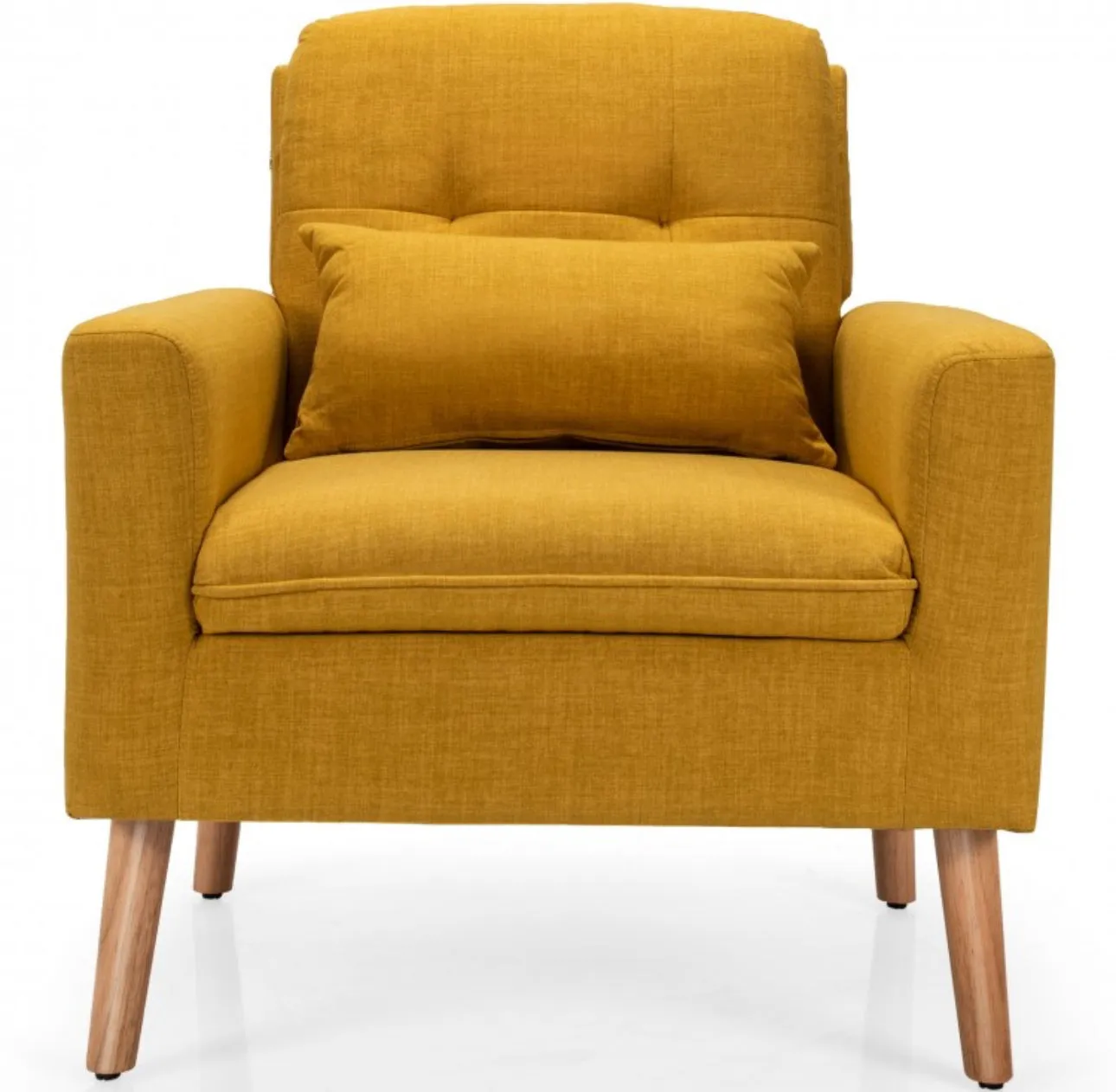 Very Elegant Modern Linen Fabric Single Sofa Couch Armchair With Waist Pillow For Living Room, Office, Cottage | Accent Chair | Heavy Duty