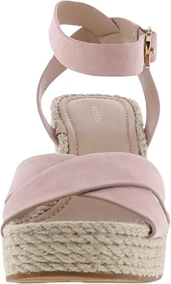 VIA SPIGA Womens Sesilia Suede Strappy Wedges Pink 8 Medium (B,M)