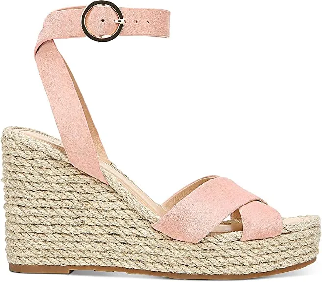 VIA SPIGA Womens Sesilia Suede Strappy Wedges Pink 8 Medium (B,M)
