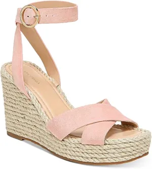 VIA SPIGA Womens Sesilia Suede Strappy Wedges Pink 8 Medium (B,M)