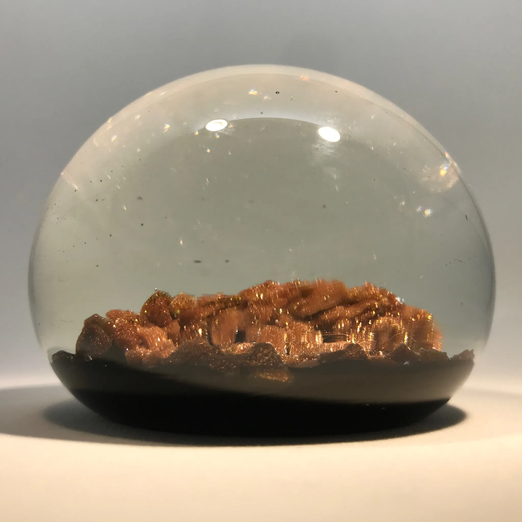 Vintage Murano Modern Art Glass Paperweight Tumultuous Aventurine Landscape