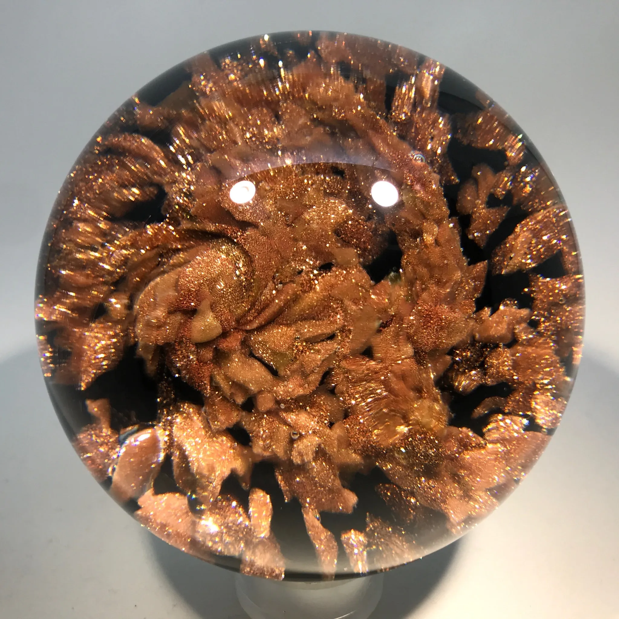 Vintage Murano Modern Art Glass Paperweight Tumultuous Aventurine Landscape