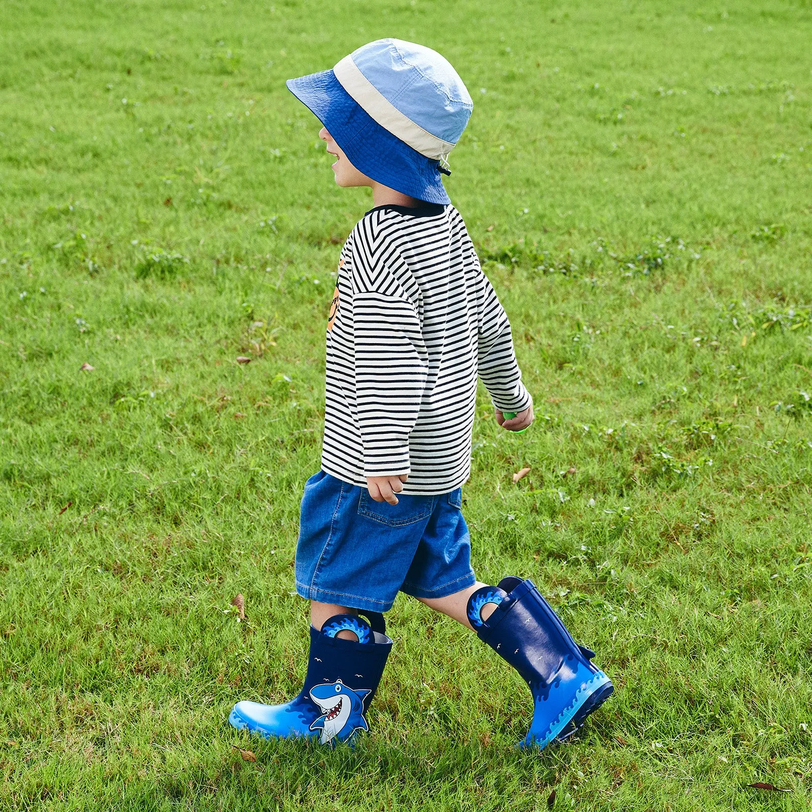Wave Shark Toddler Kids Rubber Rain Boots