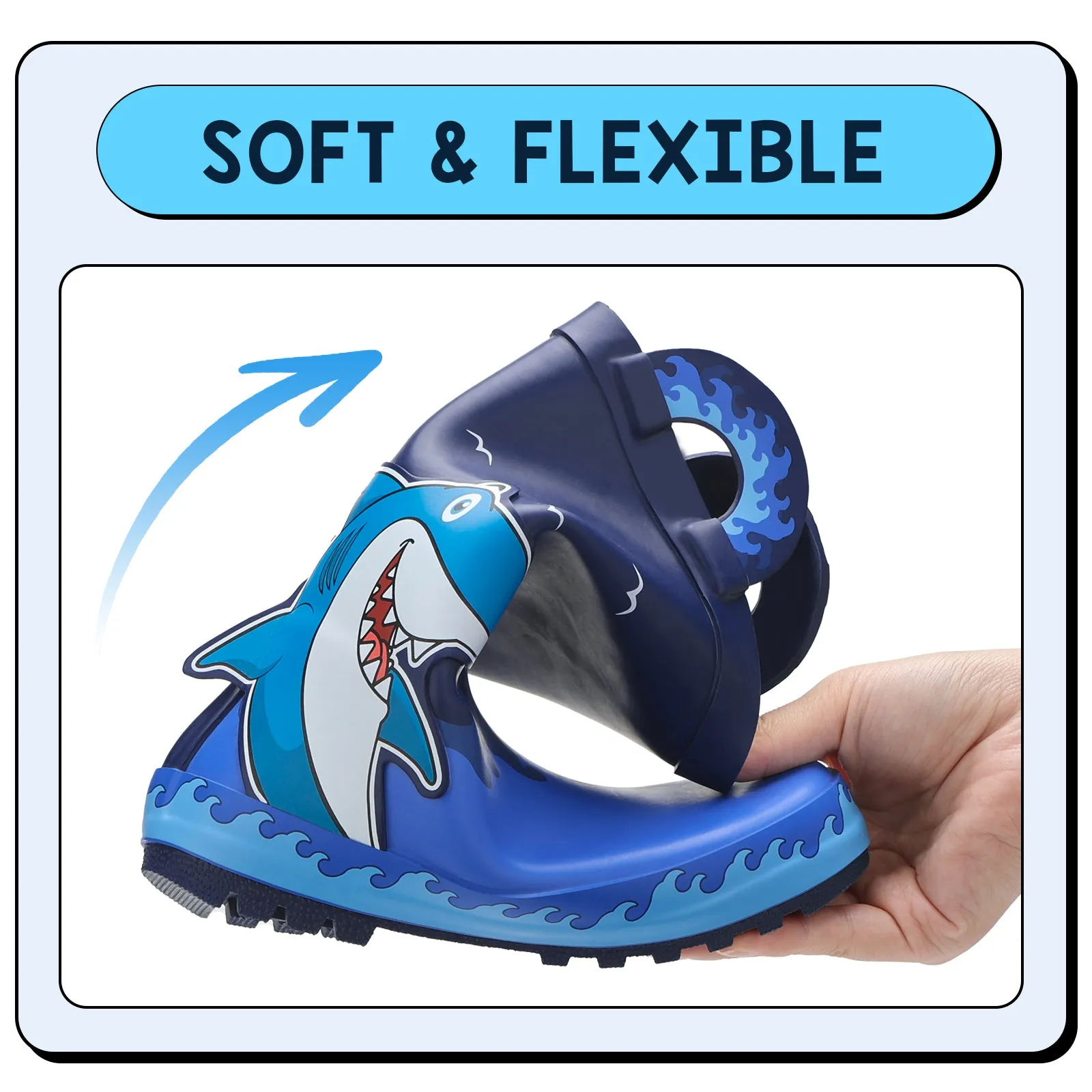Wave Shark Toddler Kids Rubber Rain Boots