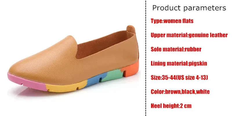 WOIZGIC Women Flats Mother Ladies Female Shoes Loafers Cow Genuine Leather Pigskin Slip On Feminino Nurse Peas 35-44 AZE-912