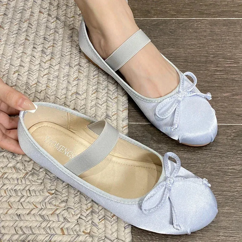 Women Flats Mary Janes 2025 Casual Rhinestones Spring Fashion Female Shoes Ballet Flat Slides Ladies Outside Sandals Footwear