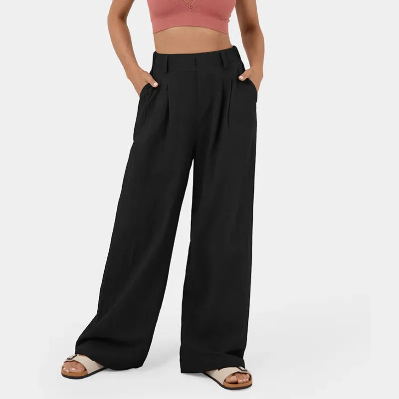 Women's high-waisted wide-leg pants, casual slacks  S-240201-28