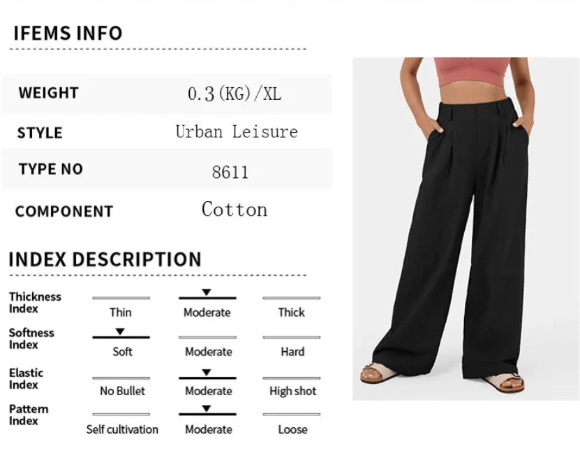 Women's high-waisted wide-leg pants, casual slacks  S-240201-28