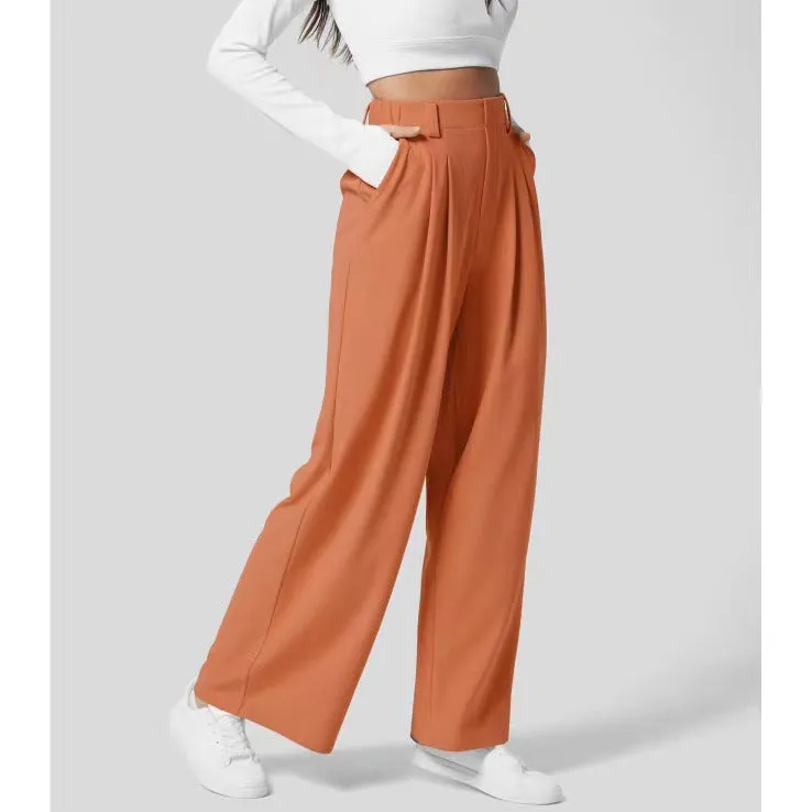 Women's high-waisted wide-leg pants, casual slacks  S-240201-28