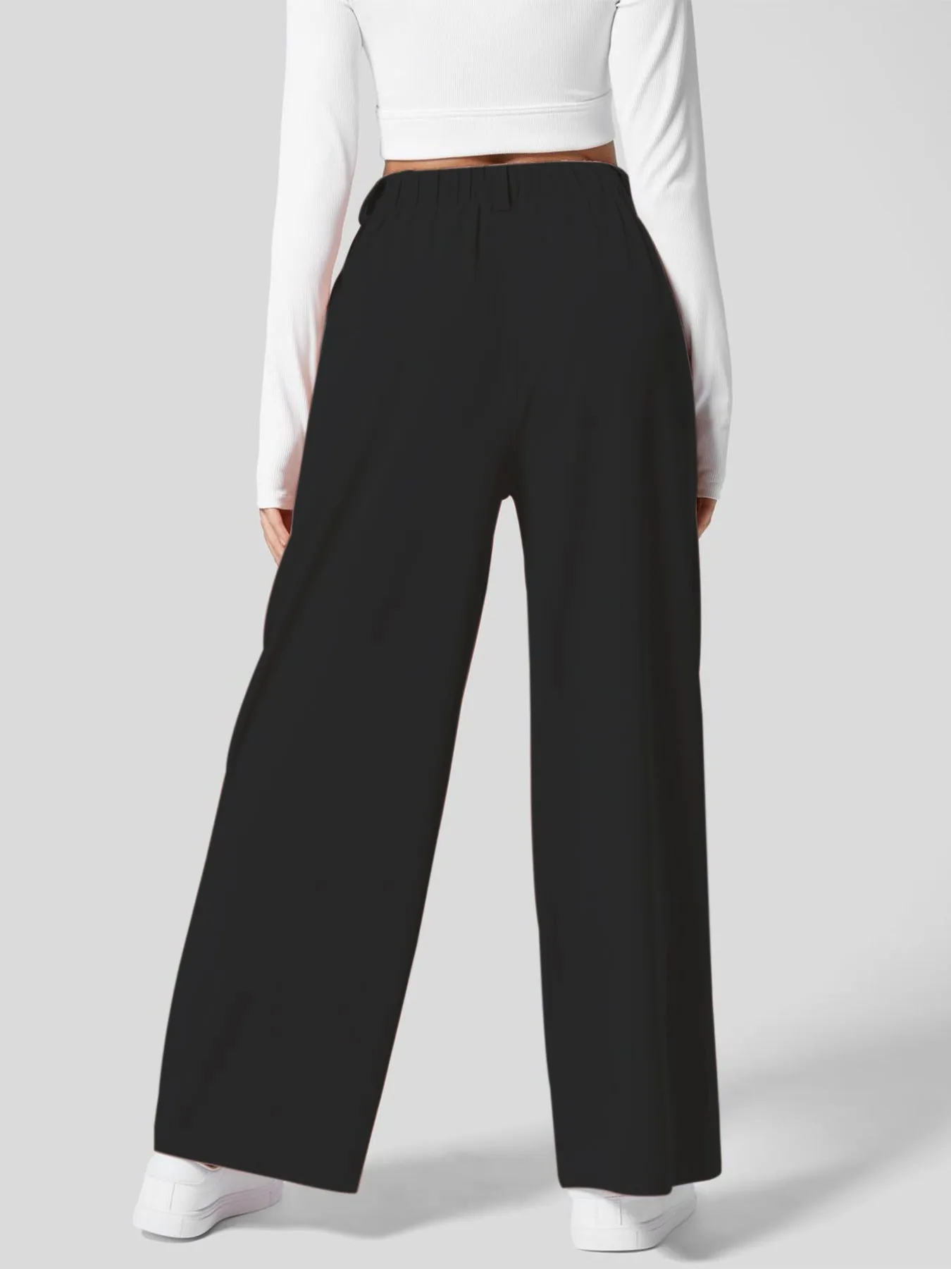 Women's high-waisted wide-leg pants, casual slacks  S-240201-28