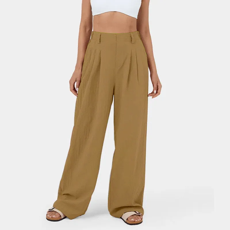 Women's high-waisted wide-leg pants, casual slacks  S-240201-28