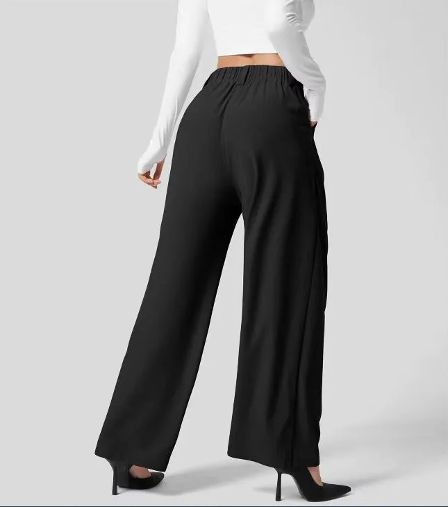 Women's high-waisted wide-leg pants, casual slacks  S-240201-28