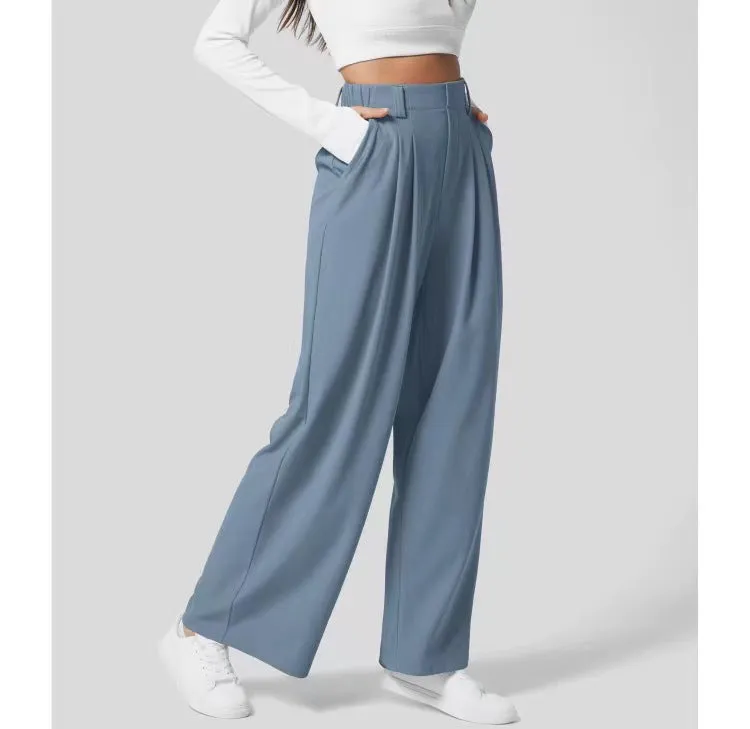Women's high-waisted wide-leg pants, casual slacks  S-240201-28
