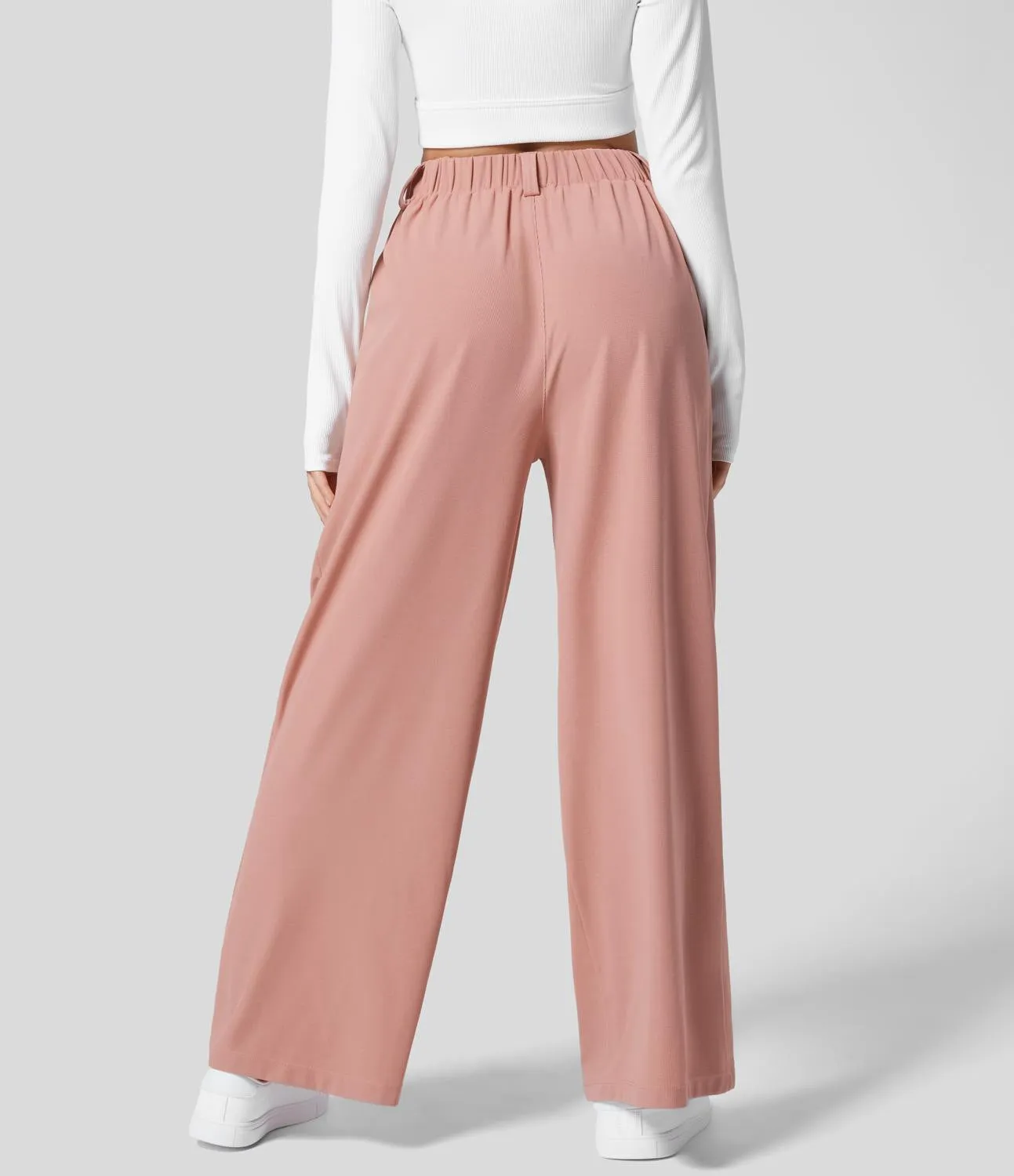 Women's high-waisted wide-leg pants, casual slacks  S-240201-28