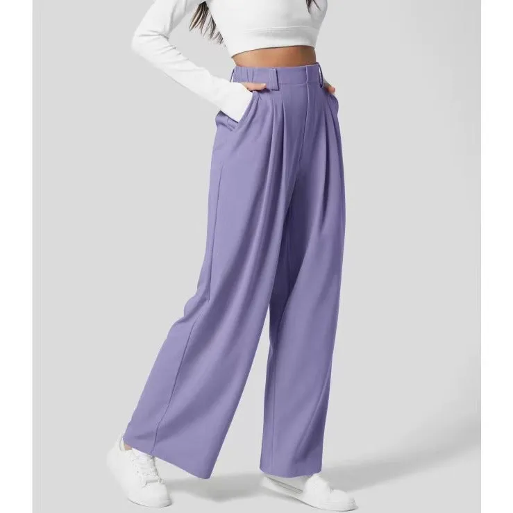 Women's high-waisted wide-leg pants, casual slacks  S-240201-28