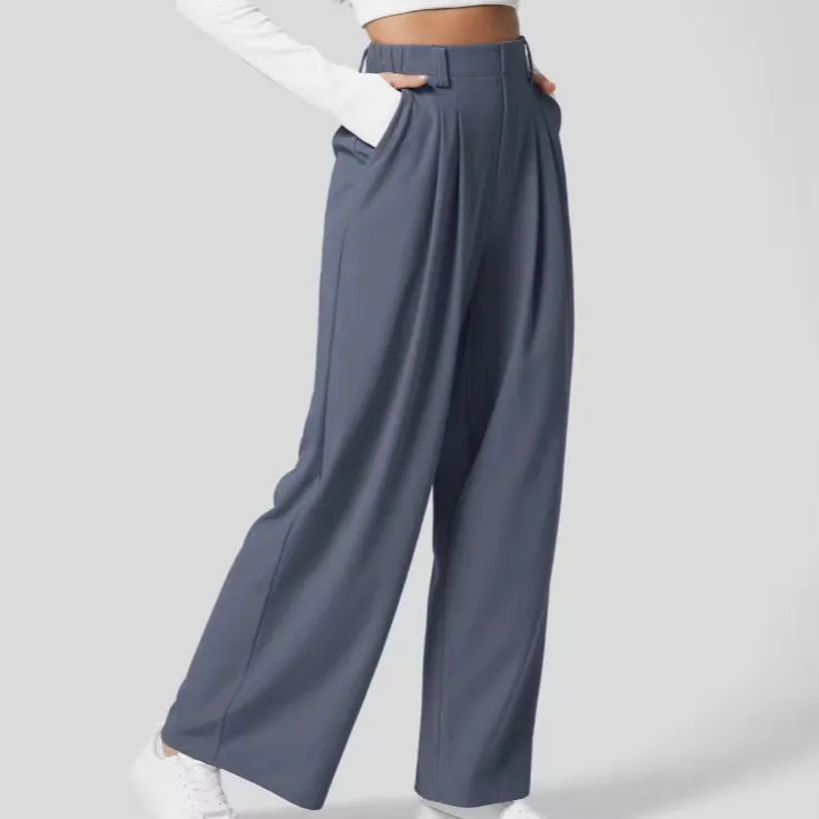 Women's high-waisted wide-leg pants, casual slacks  S-240201-28