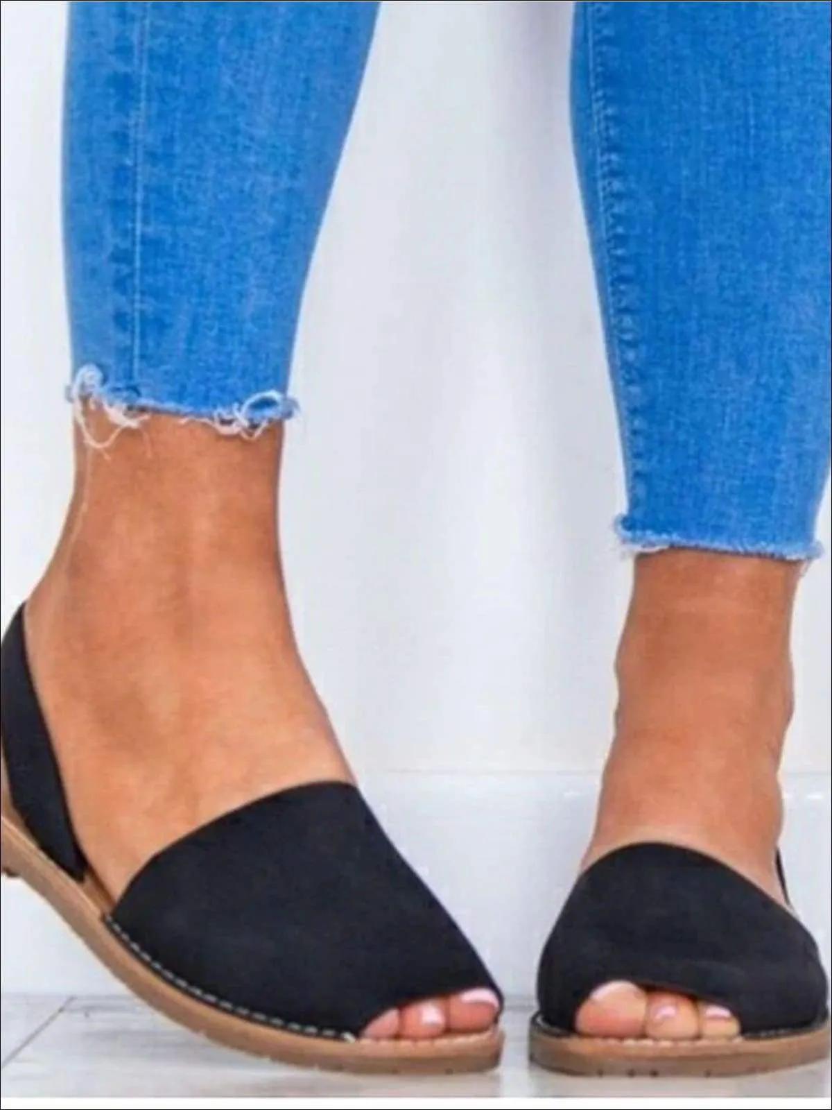 Women's Peep Toe Flat Casual Sandals With Back Strap By Liv and Mia
