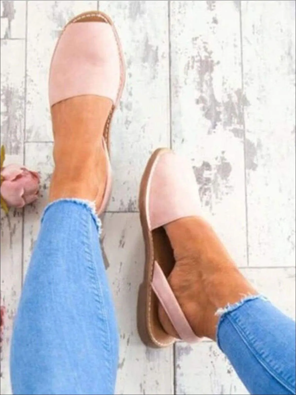 Women's Peep Toe Flat Casual Sandals With Back Strap By Liv and Mia