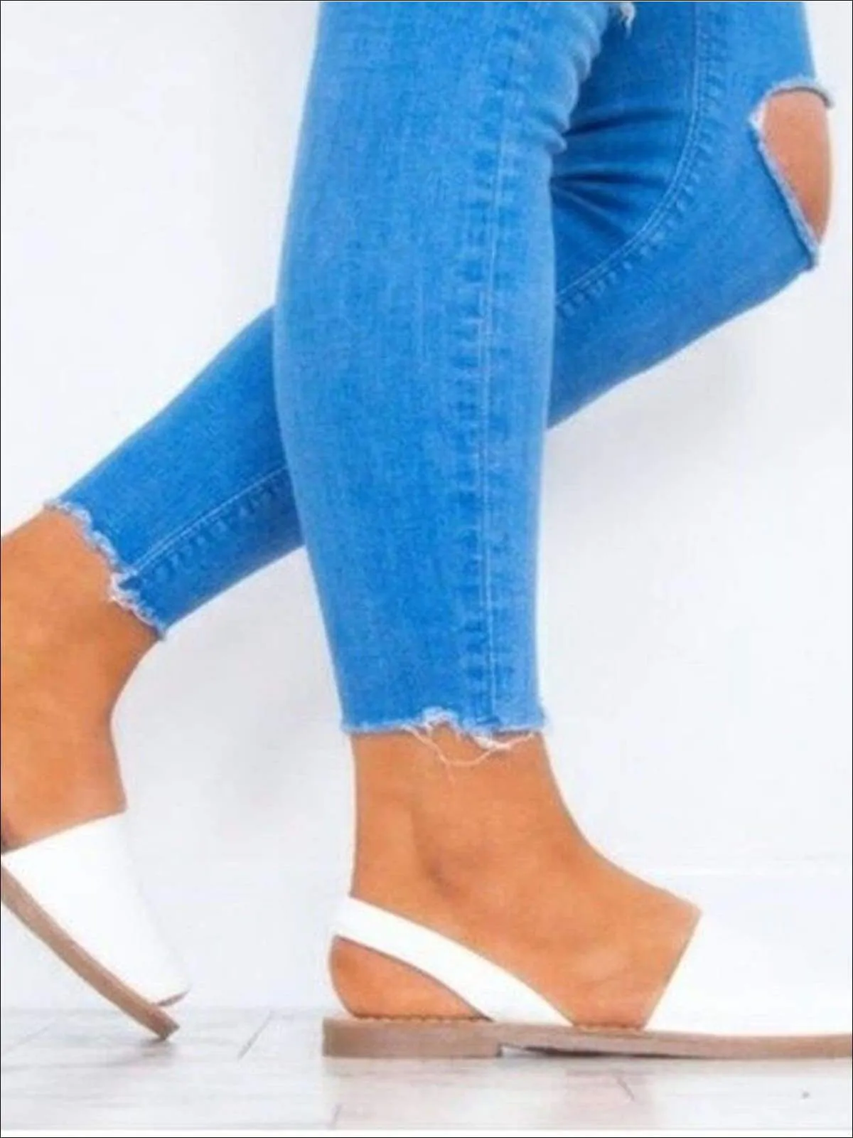 Women's Peep Toe Flat Casual Sandals With Back Strap By Liv and Mia