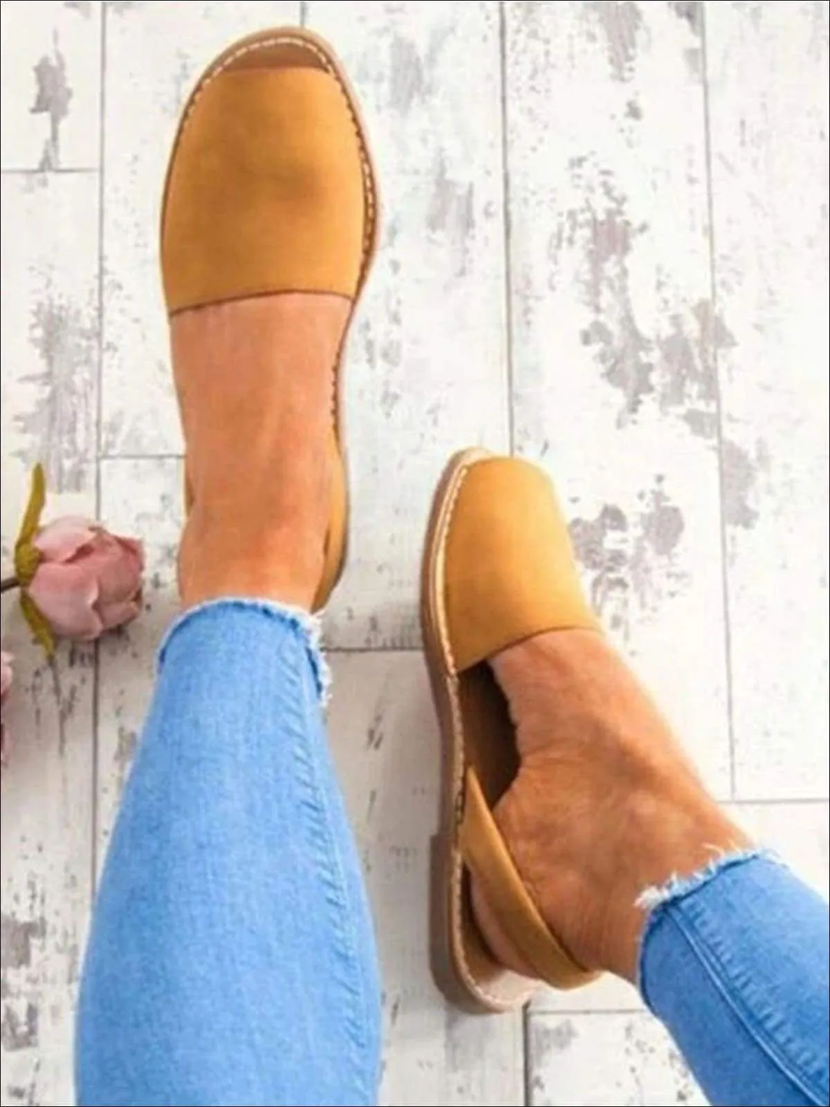 Women's Peep Toe Flat Casual Sandals With Back Strap By Liv and Mia