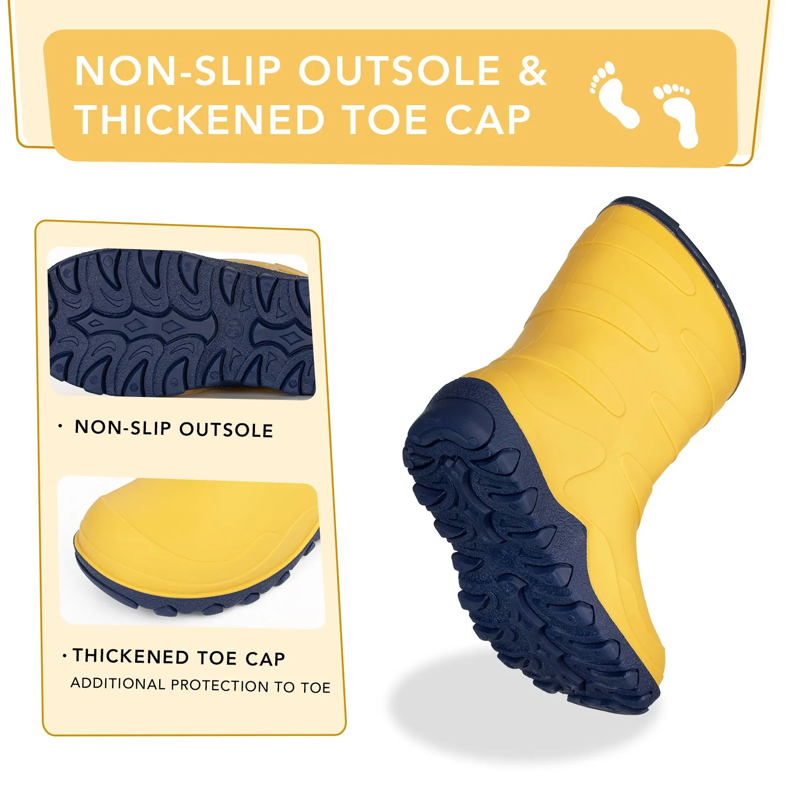 Yellow Insulated Winter Kids Rain Boots
